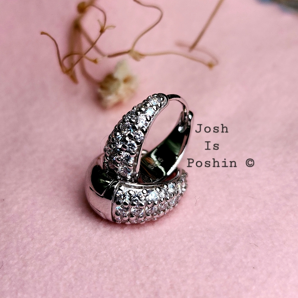 Huggie Hoop diamond earrings in sterling silver